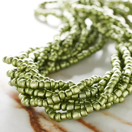 Green Glass Seed Beads, 6/0 by Bead Landing™